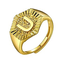U7 U Ring for Wedding 18K Gold Plated Copper Based