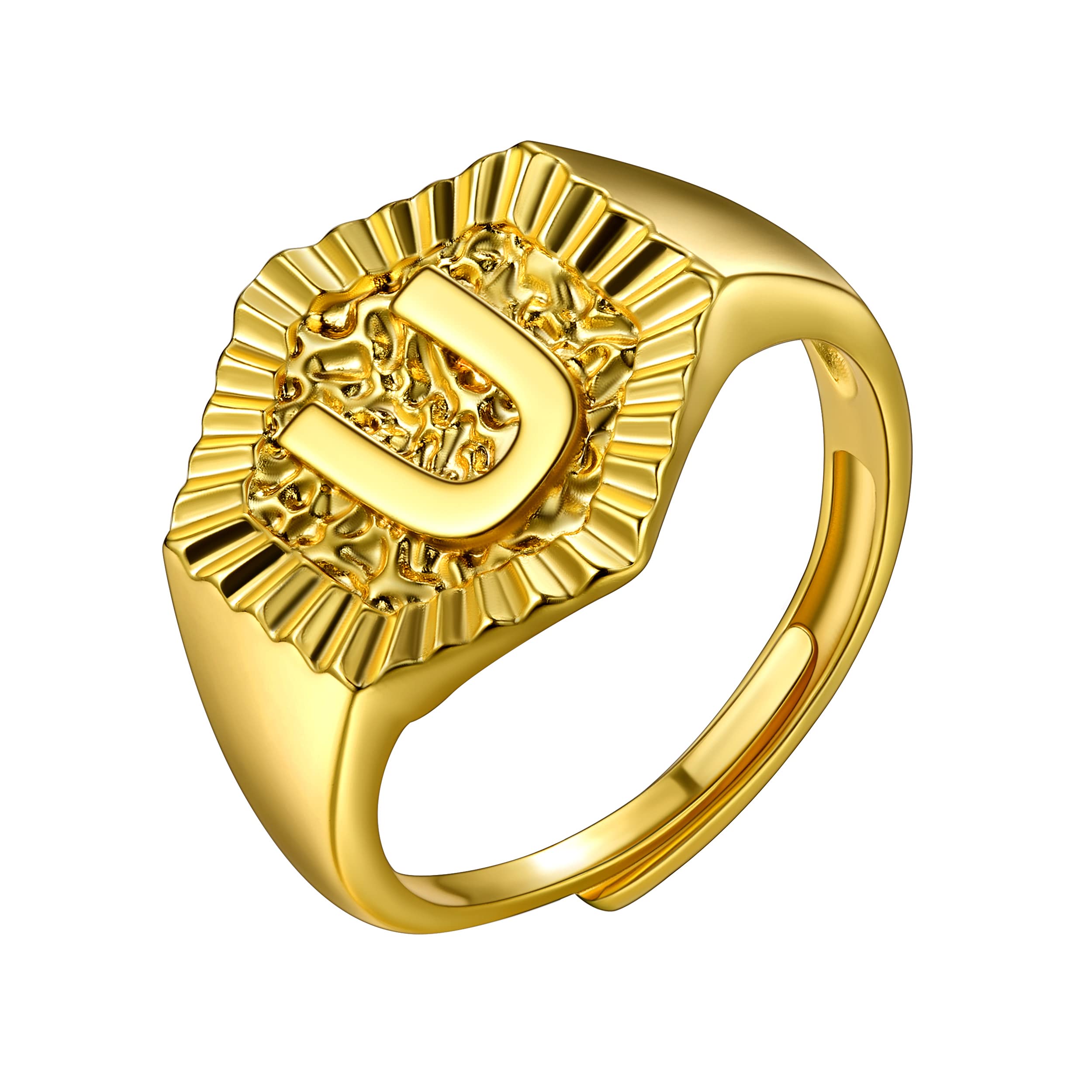 U7 U Ring for Wedding 18K Gold Plated Copper Based