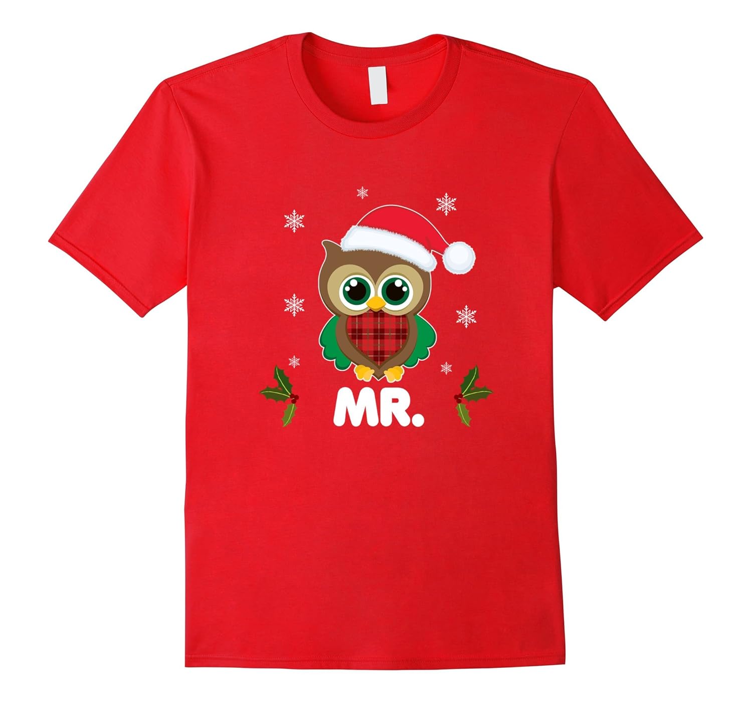 Mr Owl Matching Christmas Pajamas Hat Santa Funny Tshirt-Rose