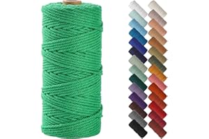 NOANTA Emerald Macrame Cord 3mm x 109yards, Colored Macrame Rope, Cotton Rope Macrame Yarn, Colorful Cotton Craft Cord for Wall Hanging, Plant Hangers, Crafts, Knitting