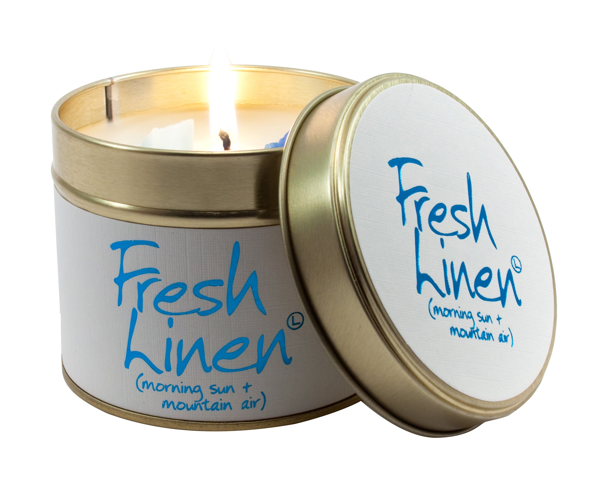 Lily-Flame Fresh Linen Tin, White