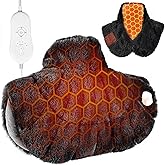 Nalax Heating Pad for Neck and Shoulders and Back, Luxurious Faux Rabbit Fur Fabric, 4lb Tourmaline Weighted Heating pad, 6 Heat Settings,2H Auto Off,Memory Function, Valentine Gift for Women 24"x 20"