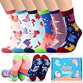 Croloose 6 Pair Christmas Socks Gift Set Women Men Novelty Pickle Duck Animal Vegetable Crew Socks Accessories for Birthday