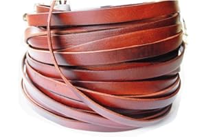 Glory Qin 5 Yards 10mmx2mm Genuine Cow Hide Flat Leather Strip, 10mm Wide Real Leather Craft for Jewelry Making LeatherRush (Brown)