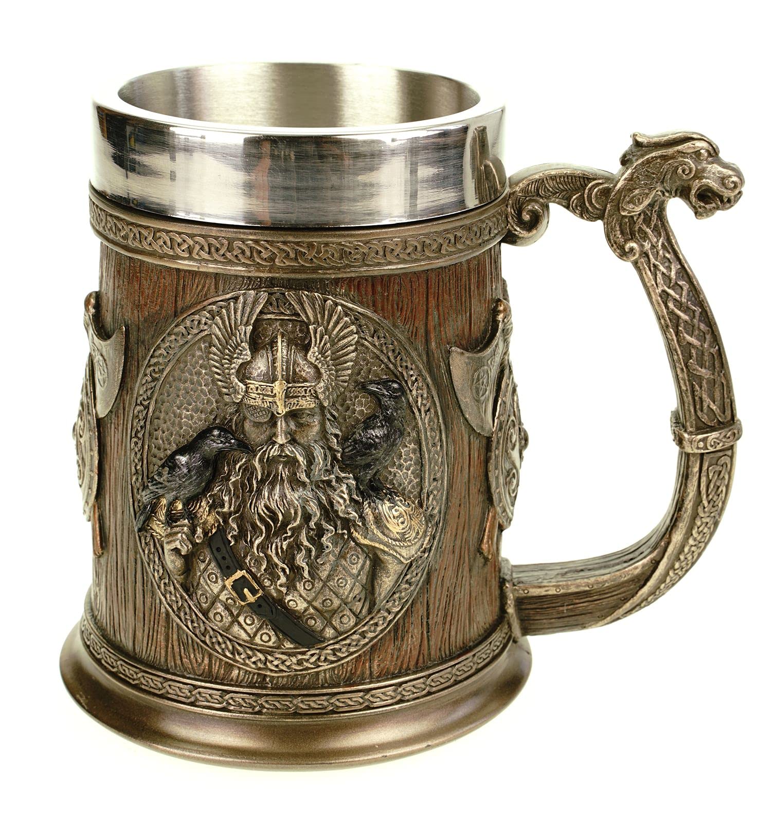 Veronese 708-775 Jug Germanic Gods Thor and Odin with Drakar Handle with Metal Insert Cup Nordmen
