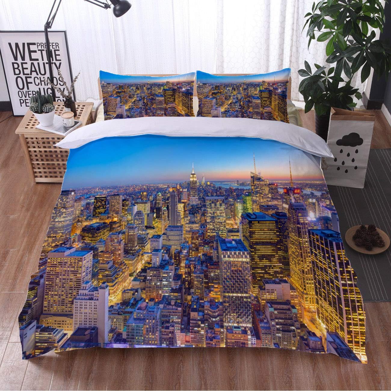 New York 3 Piece Duvet Cover Set, Comfortable and Soft,New
