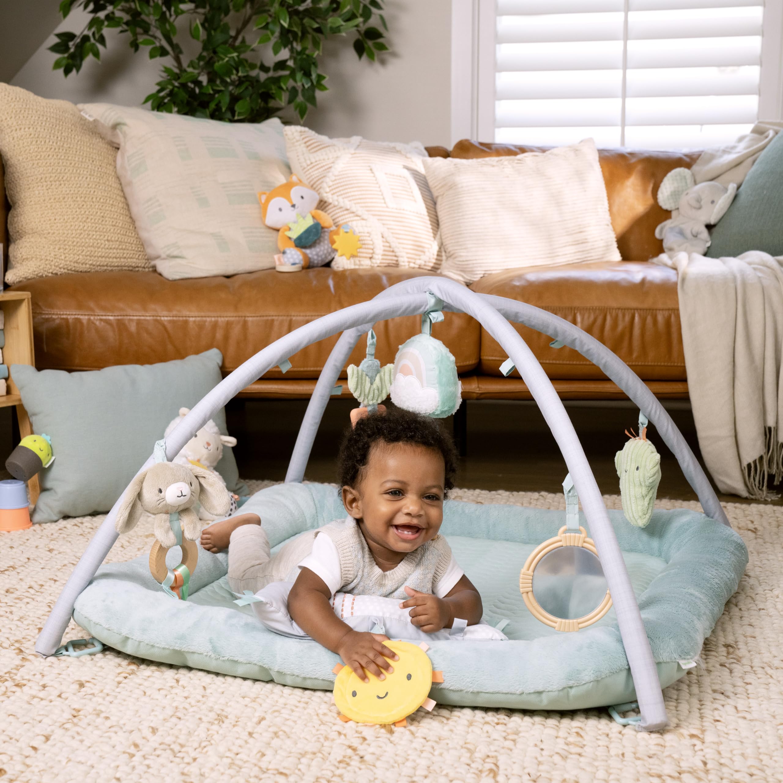 Ingenuity Calm Springs Plush Activity Pal BPA-Free Cloud Teether, Multi-Texture Fabrics, Sheppy
