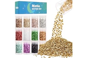Matio 12 Colors Crushed Glass Irregular Glitter, 4.23oz/ 120g Crushed Broken Glass Sprinkle Chips for Resin Epoxy Jewelry DIY,Shattered Crystal Flakes Sequins for Nail Art Decor Phone Case Vase Filler