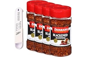 moofin Zatarain's Big & Zesty Blackened Seasoning, 5 oz (141 grams)- Spice Blend for Meats, Seafood & Vegetables, Bold & Flavorful, Bundle with Plastic Measuring Spoon - [Pack of 4]