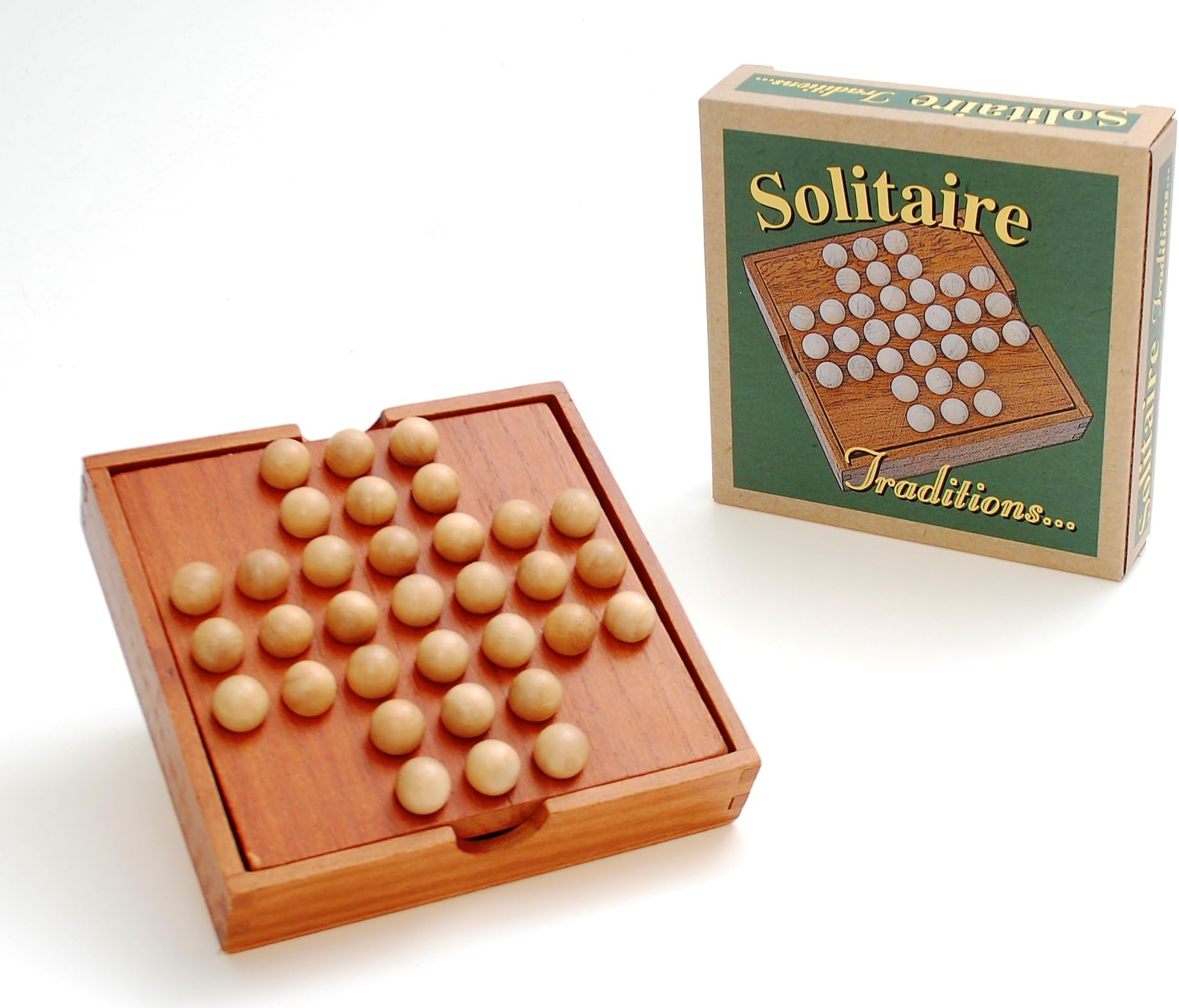 Wooden Travel Solitaire board with storage compartment
