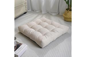 Tromlycs Floor Pillow Cushions for Adults Large Square Gel Memory Foam Pillows for Seating 20 x 20 x 4 Inch Beige