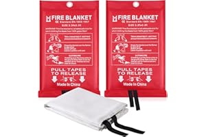 AJIAGUO Fire Blanket for Home Emergency Survival – Fiberglass Suspend Fire Flames Suspension Blankets for Home and Kitchen School Grill Garage House Warehouse Safety (2pcs-FireBlankets)