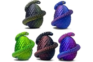 BINVIN 5PCS 3D Printed Snake Eggs 3D Printed Snake 3D Printed Snake Toys Set Easter Eggs Articulated Snake Easter Basket Stuffers Mystery Snake Egg Fidget Toy 3D Printed Animals (Multicolor3-5pcs)