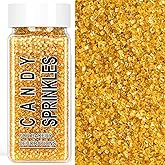 Gold Sprinkles, Gold Sanding Sugar Crystals, 4.6 oz Edible Sparkling Sugar for Baking Topping, Cupcakes, Cookies, Ice Cream & Cake Decorating, Wedding Party Christmas Supplies