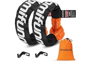 Aomifunny Synthetic Soft Shackle Rope, 2-Pack 1/2in x 22in, 56000 Lbs Breaking Strength, Recovery Tow Shackles with Winch Ring for Off-Road Vehicles (Orange)