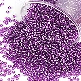 Gacuyi 5100 Pcs Size 8/0 Glass Seed Beads, 3 mm Dark Purple Small Mini Spacer Loose Pony Beads for Jewelry Making and DIY Crafts