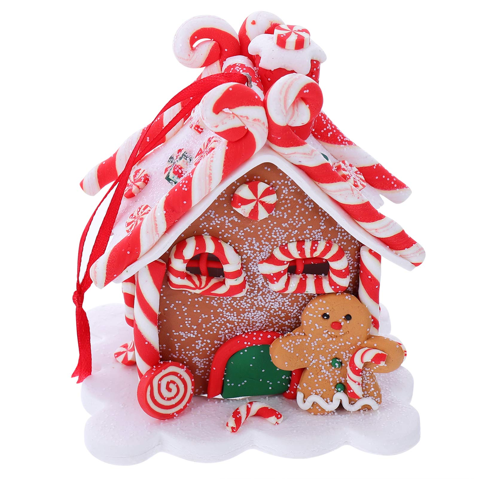 Veemoon Christmas Gingerbread House, Gingerbread House Ornaments Lighted Candy House Village Miniature for Xmas Tree Hanging Decoration Props