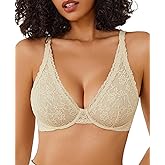 Avidlove Women's Lace Bra Sexy Sheer Underwire Unlined Plunge Everyday Bras Full Coverage Bralettes