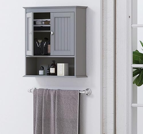 Spirich Cabinet Wall Mounted with Doors, Wood Hanging Cabinet with ...