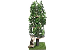 PRIORPET Cat Tree Scratching Post for Climbing, Hiding and Sleeping - Cat Tower for Indoor Cats with Interchangeable Leaves - Multilevel, Easy to Assemble - Pet-Safe Materials, Durable and Sturdy Construction