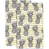 Wotinsi Hand Towels Set of 2 Pineapple Hand Towels for Bathroom Soft Absorbent Decorative Hand Bath Towels Dish Towels for Kitchen Sports Gym Yoga Home Decor 14 x 28 in