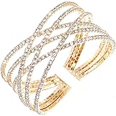 Wovanoo Rhinestone Bracelet for Women MultiLayer Crystal Cuff Bracelet Strand Layered Bracelet