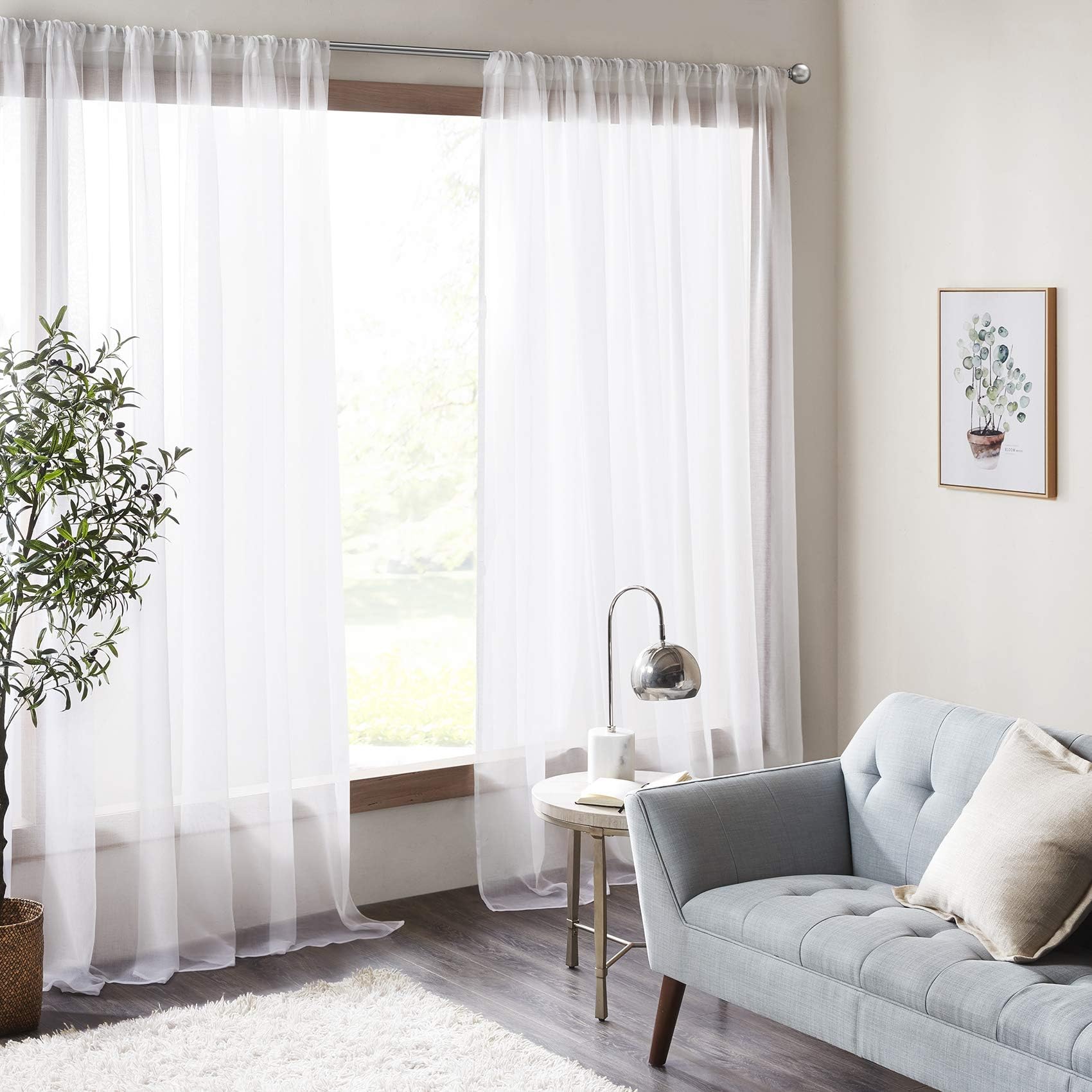 Amari Cream White Bedroom Curtain - 2 Panels Classical Solid Voile Curtains, Ultra Sheer Curtains High Thread with Rod Pocket (Cream, 140 W x 245 L)