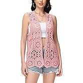 Anna-Kaci Crochet Vest Sleeveless Boho Lace Cardigan Stylish and Cute Cover Up