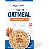Amazon Grocery, Maple &amp; Brown Sugar Instant Oatmeal, 15.1 Oz, 10 Ct