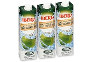 Iberia 100% Pure Organic Coconut Water, 1 Liter , 33.8 Fl Oz (Pack of 3)