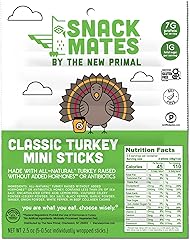 Snack Mates by The New Primal, Turkey Stick, All-Natural Turkey, High Protein and Low Sugar Kids Snack, Certified Paleo, Cert