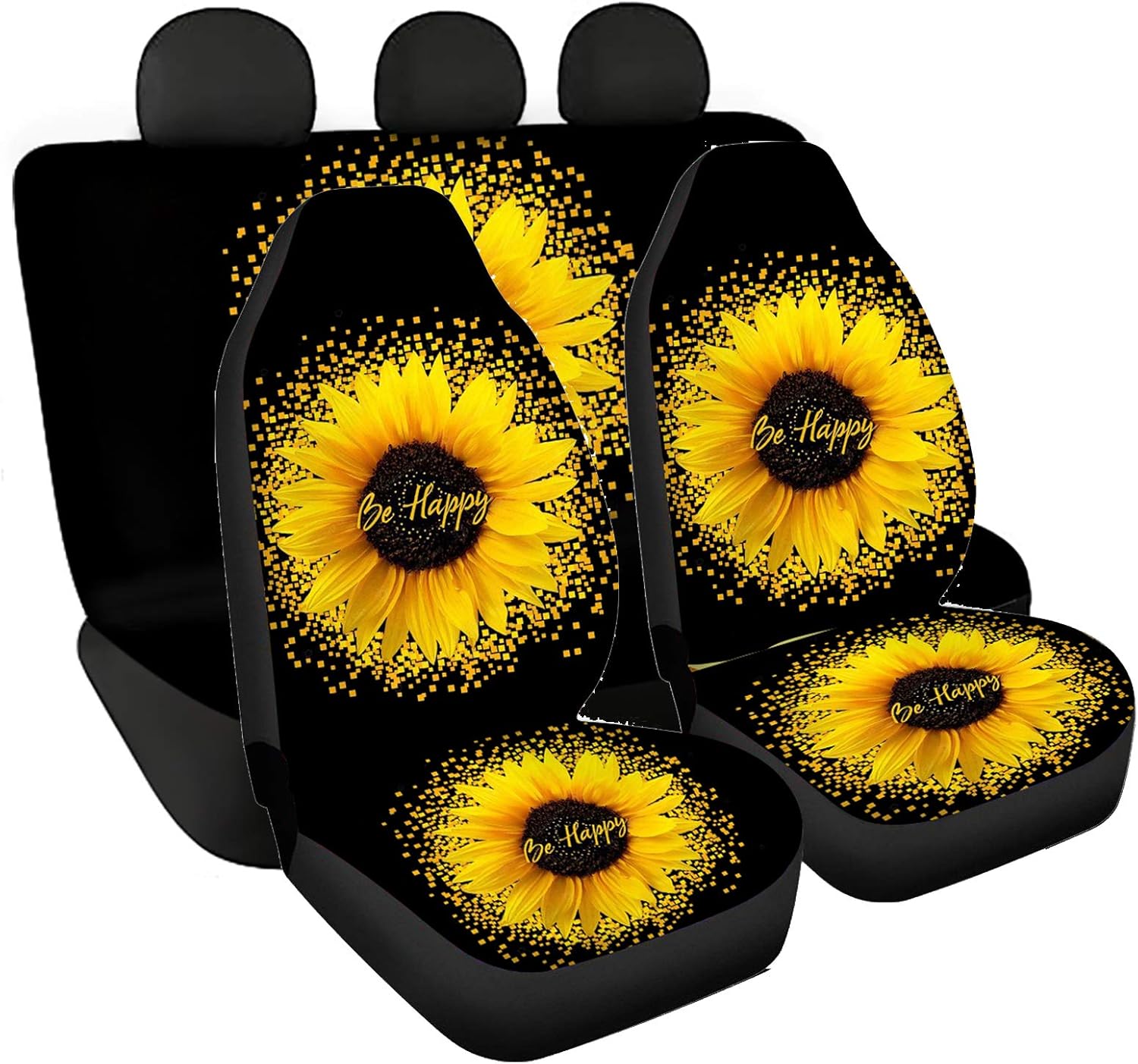 NETILGEN Sunflower Printing Car Seat Cover Full Seat, Auto