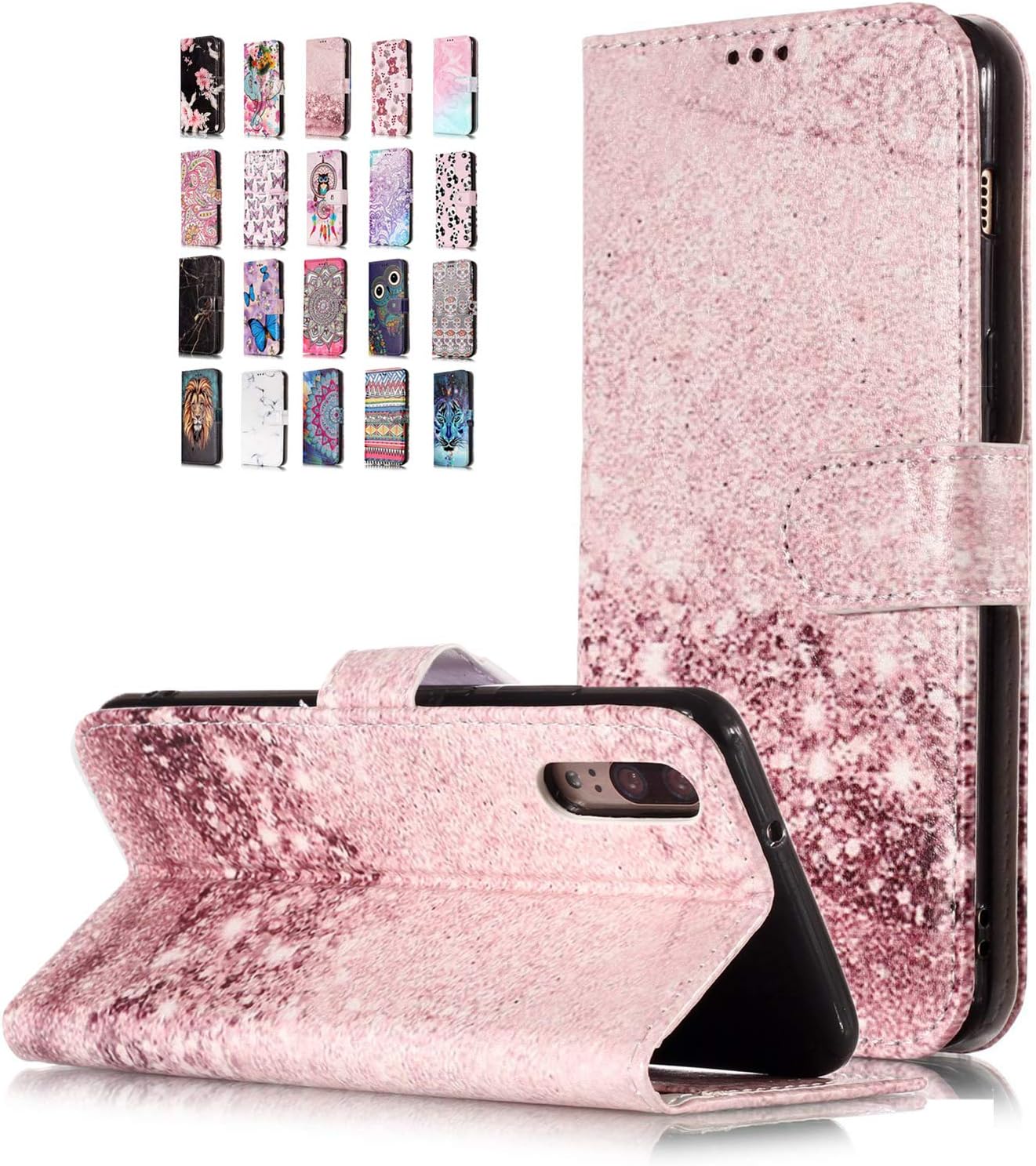 Universecase Leather Wallet Case Compatible for Samsung Galaxy S10 Plus, Pink Marble Book Style Flip Case Magnetic Closure Card Slots Holster Cover