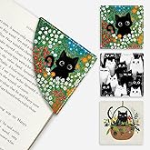 Icycay Cute Black Cat Corner Bookmarks, Funny Leather Book Accessories for Book Lovers, 3 Pcs Reading Book Page Markers for Women Men Student Teacher Girls Boys Kids Retirement Birthday Gifts