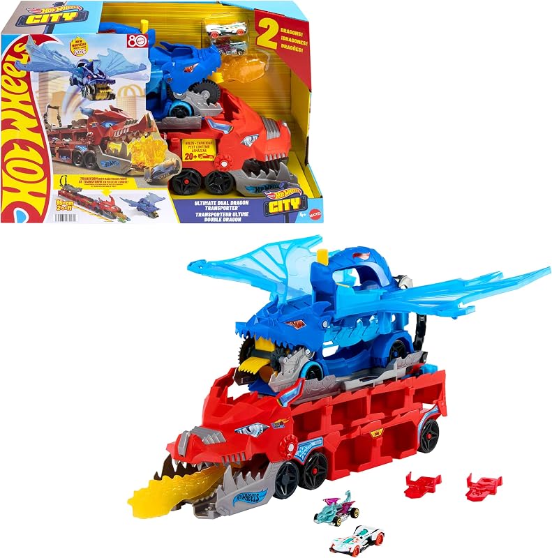 City Drago Trasportatore Trasformabile e 2 Veicoli Die-Cast