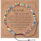 Mikovivi Inspirational Bracelet for Women, Life is Tough But So are You Encouragement Bracelet Natural Stone Motivational Jewelry Spiritual Thinking of You Gift Get Well Gifts for Women