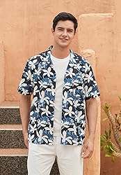 Mens Cotton Hawaiian Shirts Summer Short Sleeve