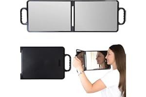 SALON SUPPLY CO Large Folding Mirror with Double Handle - Rectangular Folded Handheld Mirror with Handles - Haircut Mirror - Salon Mirror