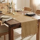 Accent Home Brown 13 x 60 Inches Cotton-Linen Table Runner | 85% Cotton 15% Linen, Natural material -Durable, Finished Edges, Perfect for Daily Use, Cotton Blend, BROWN