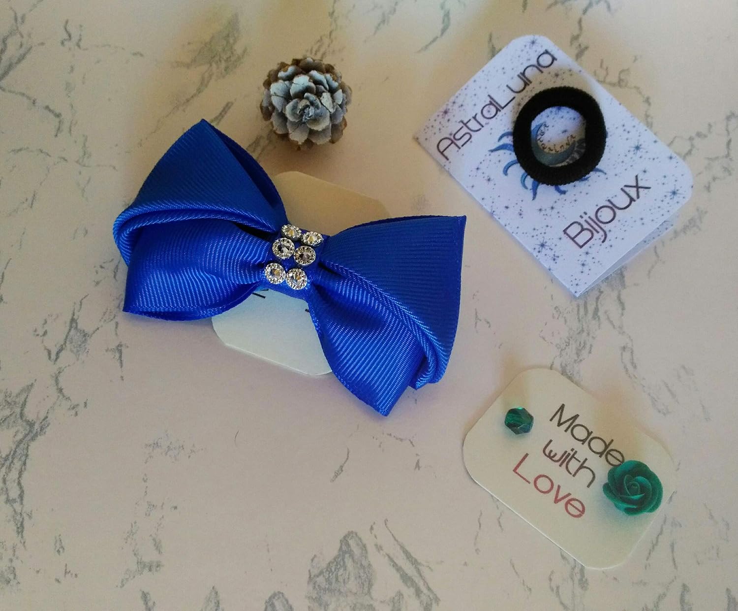 Decorative Blue Hair Ribbon Bow Tie Astraluna Bijoux Amazon Co