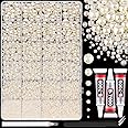 11000Pcs Flatback Pearls for Crafting (Beige AB), Assorted Size 2/3/4/5/6/8/10mm Half Pearl with 3Pcs 10ml B7000 Jewelry Glue, Bedazzling Bead for DIY Crafts Clothing Tumblers Shoes Nail Art