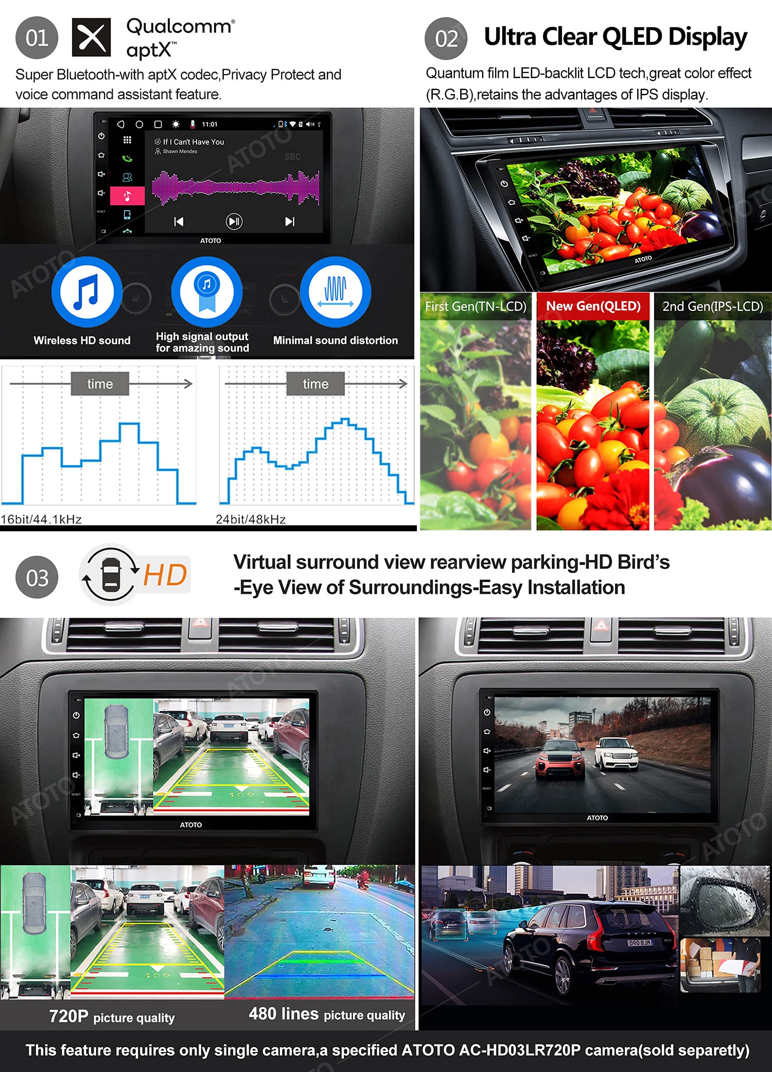 ATOTO 7-inch Android Car Stereo with Wireless CarPlay, Android Auto, Dual Bluetooth, QLED Display, HD Rearview - S8G2B74PM