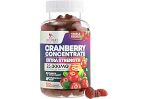 NATURE'S NUTRITION Cranberry Gummies 50:1 Cranberry Extract - Urinary Tract Support Made with 25,000mg, Helps Cleanse & Protect, Cran Berry Gummy Supplement + Vitamin C, Chewable Cran Pills for Women - 120 Gummies