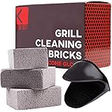 Kriss Best - Grill Cleaning Brick Grill Stone Cleaning Bricks Kit - 3 Pack Griddle Brick Blocks Cleaner Scrubbing Utensils an
