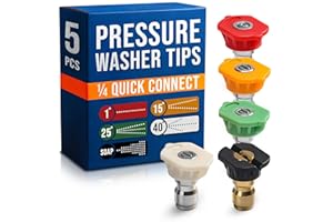 KETAR Pressure Washer Nozzle Tips Set of 5 – Pressure Washer Tips Set, Rust-Resistant & Anti-Deformation, Quick-Connect Foam Sprayer for Car Wash & Wide Surface Cleaning