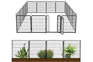 Getlay Garden Fence with Gate 32 in(H)×27 Ft(L) 12 Panels, Heavy Duty Iron Animal Barrier Fence for Yard, Suitable for Indoor Pet Fence Or Outdoor Dog Fencing