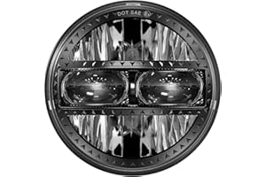 AUDEXEN 5.75 Inch Led Headlight 55W 5-3/4" Round Headlight Compatible with Harley Dyna Sportster Street Bob Softail Iron 883 Street Rod Deuce Custom Super Wide Glide Motorcycle, Black