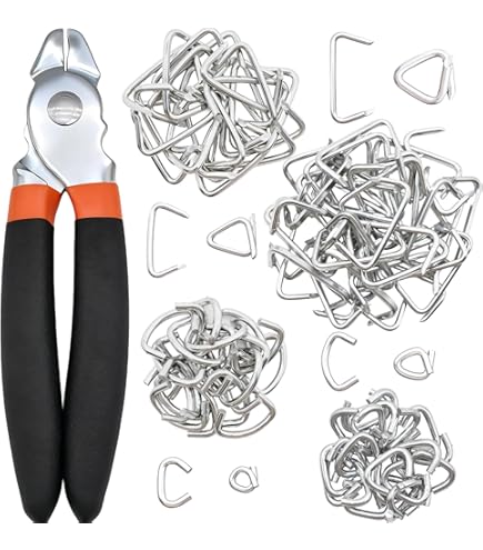 thumbnail image 2 of Large Snap Ring Pliers Mardatt 1002 Pcs Galvanized 3/8 Inch D Hog Rings With Straight Hog Ring Pliers, Upholstery Installation Kit For Upholstery, Bungee, Meat & , Animal Pet Cages, Auto Sausage Casings 2 of 11