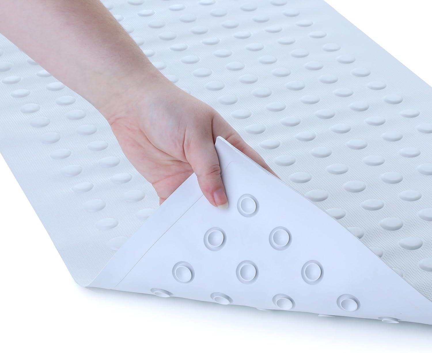 SlipX Solutions Mildew Resistant White Extra Long Rubber Bath Safety Mat Features Powerful Microban Antimicrobial Product Protection (220 Suction Cups, 36" Long, Great Non-Slip Coverage): Health & Personal Care