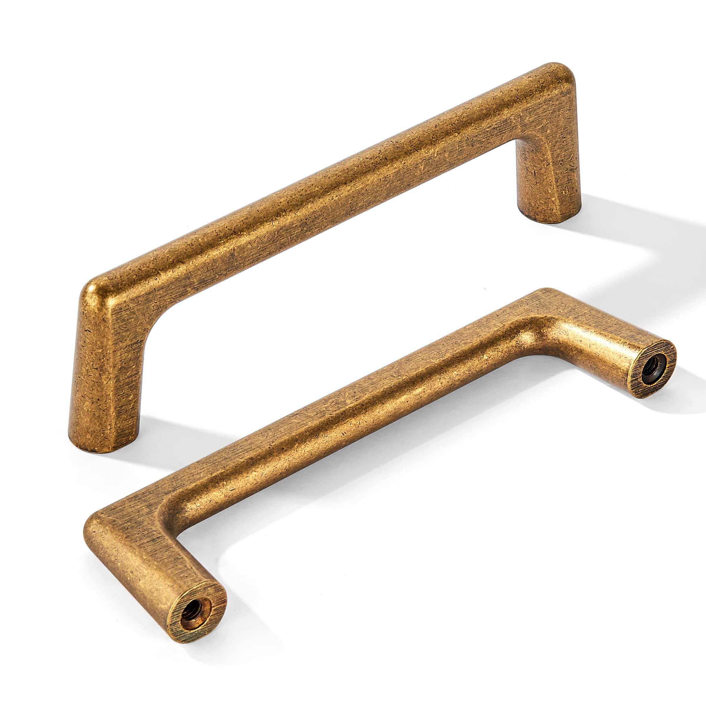 Photo 1 of khtumeware 10 Pack 3 3/4 Inch(96mm) Hole Centers Vintage Antique Brass Kitchen Cabinet Pulls, Aged Brass Drawer Pulls Kitchen Cabinet Hardware for Cupboard Drawer Handles Dresser Retro Pulls